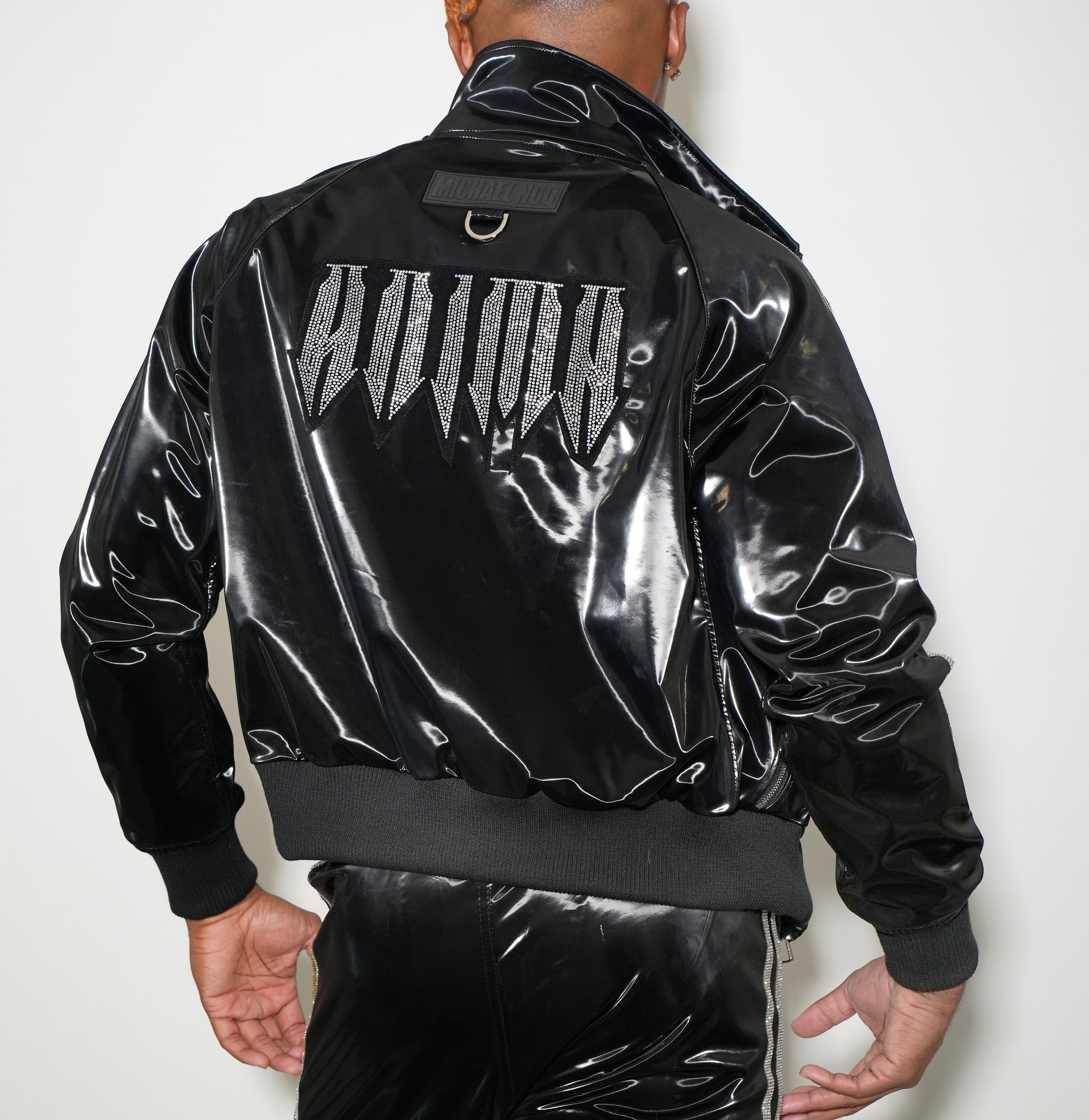 PERSONALIZED CRYSTAL ANIMA ELECTRIC PATENT TRACK JACKET